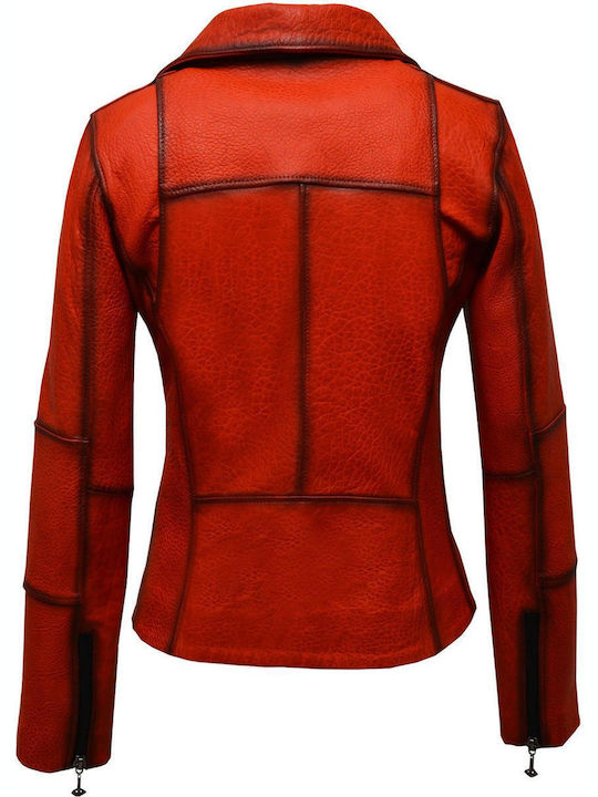 Women's Lifestyle Leather Jacket for Winter Red
