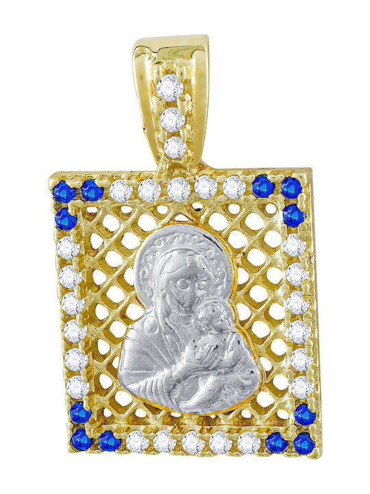 Kiriakos Gofas Two-tone Pendant with Virgin Mary Gold 14K