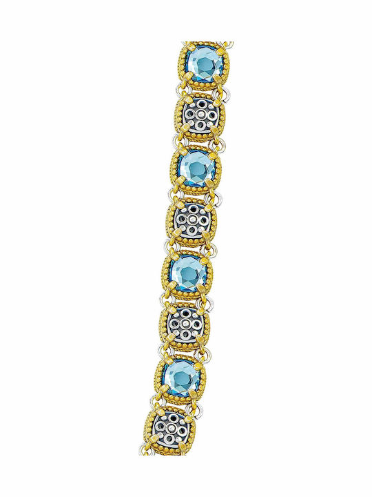 Dimitrios Exclusive Double Necklace Made of Gold Plated Silver Blue