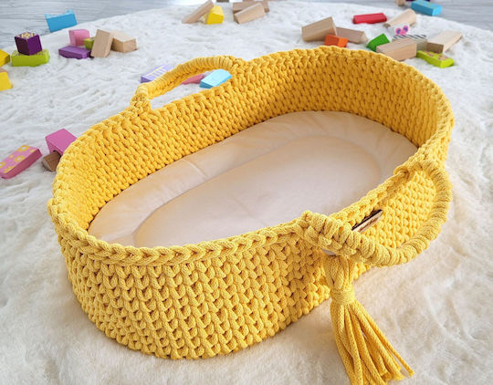 Boho Moses Basket Cotton Doll Carrier Yellow