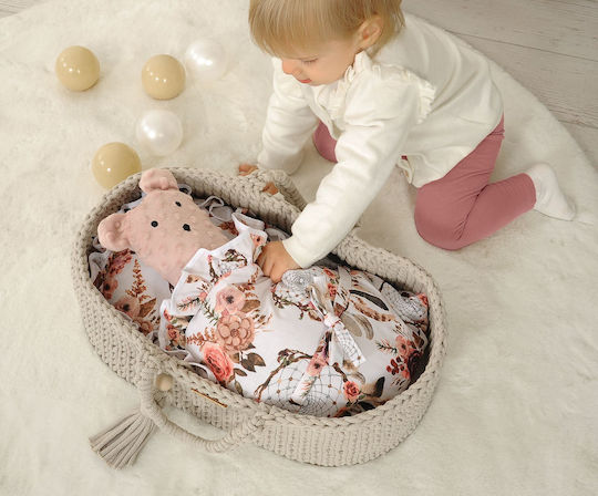Boho Moses Basket Cotton Doll Carrier Light Beige