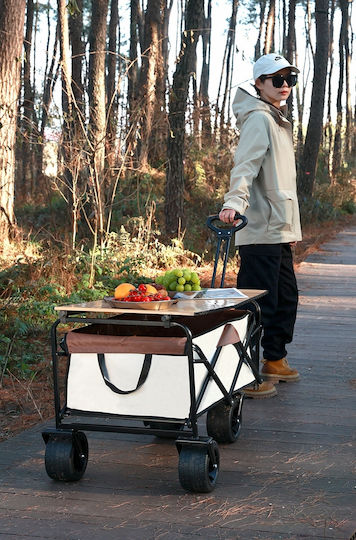 Masă Pliabilă Din Oțel Pentru Mobilier De Camping 70x48cm Bej