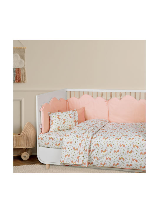 Das Home Set Baby Crib Cotton Sheets Lovely Fox Beige 130x170cm 3 Pieces