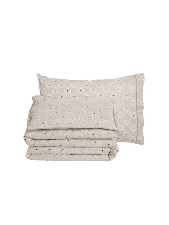 Das Home Σετ Σεντόνια Μονά Βαμβακερά Taupe 170x260cm 3τμχ