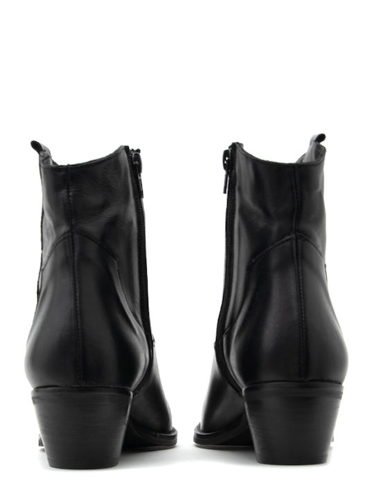 Leather Women's Ankle Boots Cowboy Black