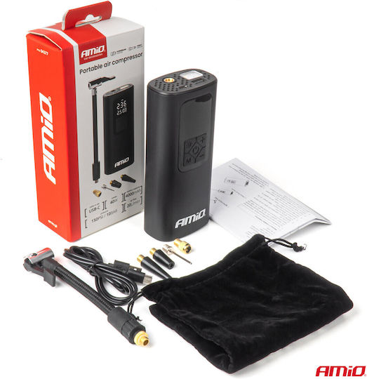 AMiO Car Tire Pump 150 PSI Rechargeable with Battery 12V