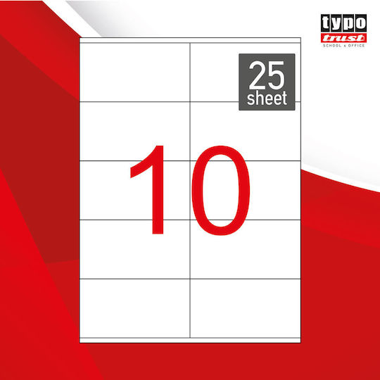 Typotrust 250 Self-Adhesive Rectangular A4 Labels 105x57mm