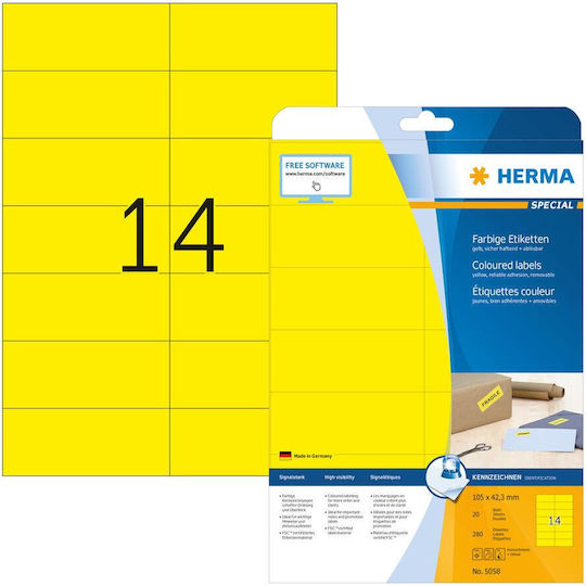 Herma 280 Αυτοκόλλητες Ετικέτες Α4 Ορθογώνιες 105x42.3mm