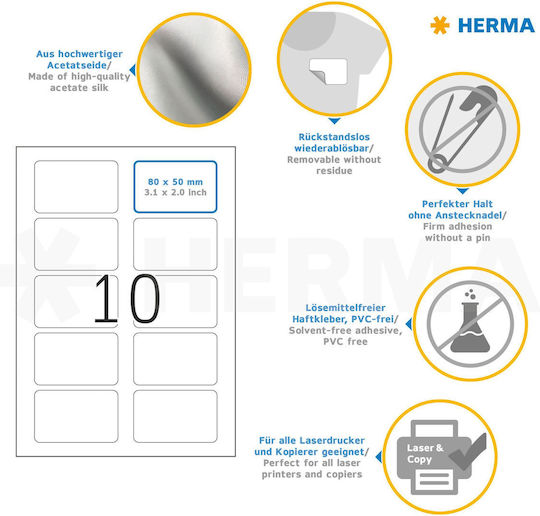 Herma Αυτοκόλλητες Ετικέτες Α4 Ορθογώνιες 80x50mm