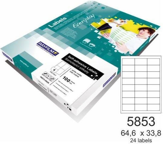Rayfilm 2400 Αυτοκόλλητες Ετικέτες Α4 Ορθογώνιες Everyday 64.6x33.8mm