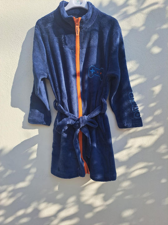 Muydemi Kinder Bademantel Winterlich Fleece Blue Muydemi Kinder Bademantel Winterlich Fleece Blue
