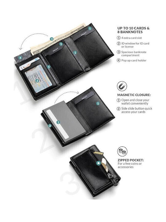 Мъжки Портфейл с RFID и Слайд Механизъм Черен