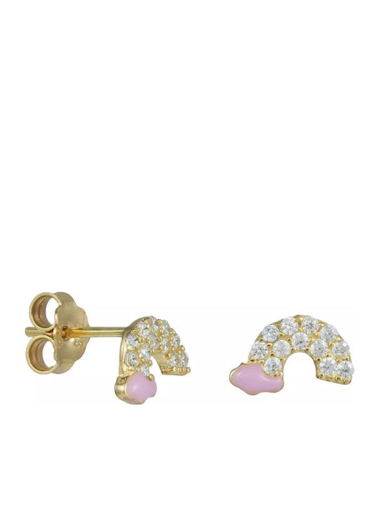 Rainbow Stud Earrings with Stones in 9K Gold