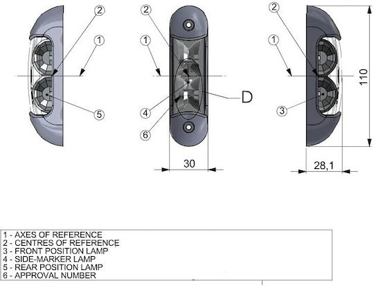 Led Dreifaches Vertikales Seitenpositionslicht Rot-Weiß-Orange Links-Rechts 12V 24V
