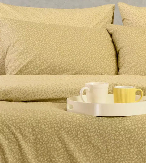 Melinen Duvet Cover Set Cotton Single with Pillowcase 165x245 Samuele Olive/beige