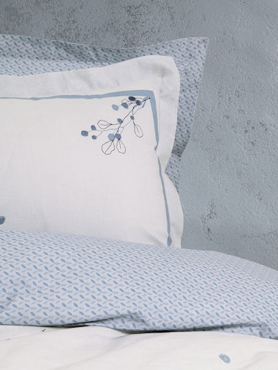 Nima Ameya Cotton Duvet Cover Set 220x240cm Double With 2 Blue Pillowcases