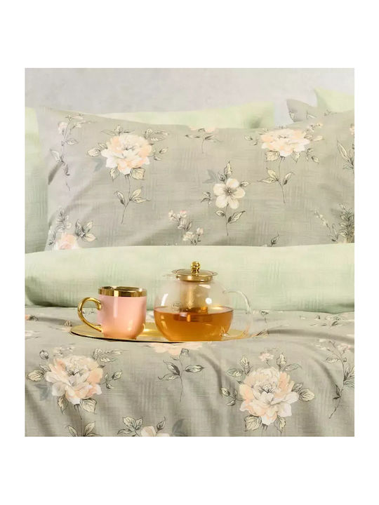 Melinen Παπλωματοθήκη Μονή 165x245 Gianna Grey/aqua