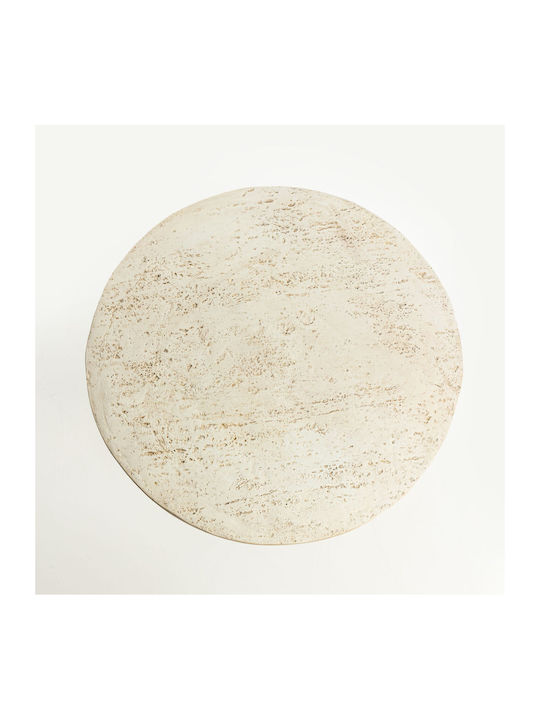 Στρογγυλό Βοηθητικό Τραπεζάκι Poros Beige Μ64.8xΠ64.8xΥ41.4εκ.