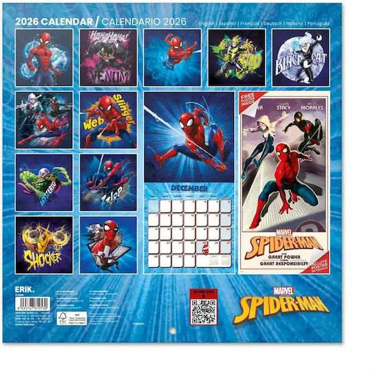 Календар Marvel Spiderman 2026 30x30 Calendar Cp26030