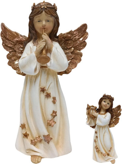 Due esse Christmas Figure Illuminated White Ceramic Cherub 30cm 2 Designs