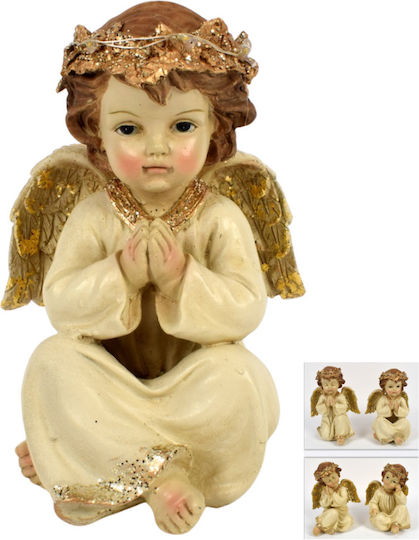 Due esse Christmas Figure Illuminated Cherub Cream Gold Ceramic 14x11x11cm 4 Designs