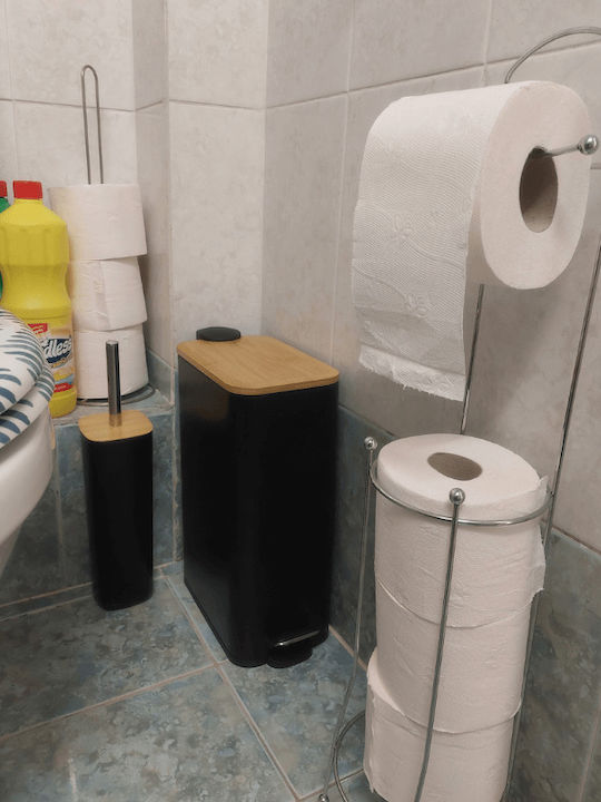 Sidirela Plastic Set perie de toaletă și coș de gunoi pentru baie Închidere lentă 7lt Alb