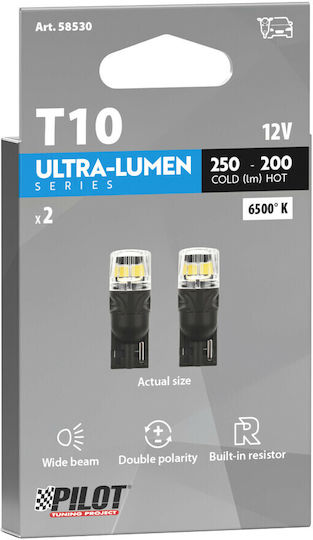 Lampa Lamps Car T10 / W5W Canbus LED 6500K Cold White 12V 2pcs