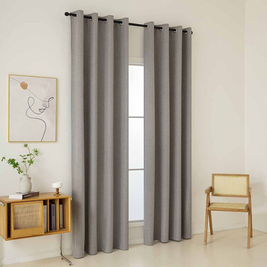 Κουρτίνα Κρίκους 140x270 Black Out Beauty Home Total 8446 Amethyst 100% Πολυέστερ