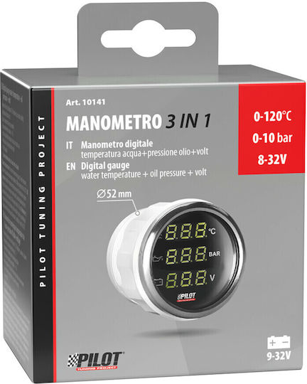 Lampa Car Water Temperature, Oil Pressure and Voltmeter Digital Instrument 52mm
