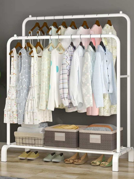 Uncle George Floor Garment Rack made of Metal White 110x55x150cm