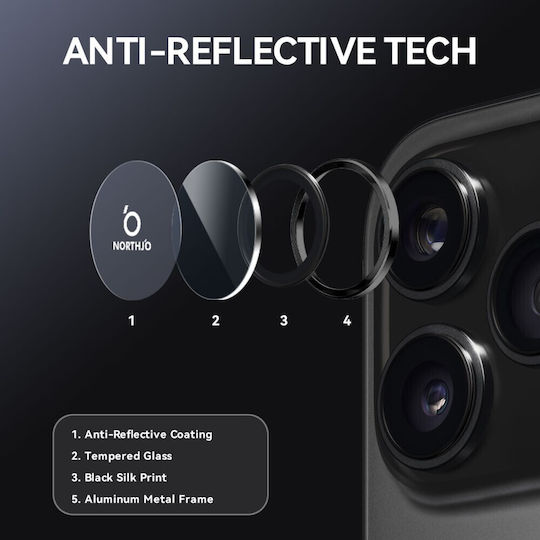Northjo Προστασία Κάμερας Tempered Glass Μαύρο για το Apple iPhone 17 Pro Max