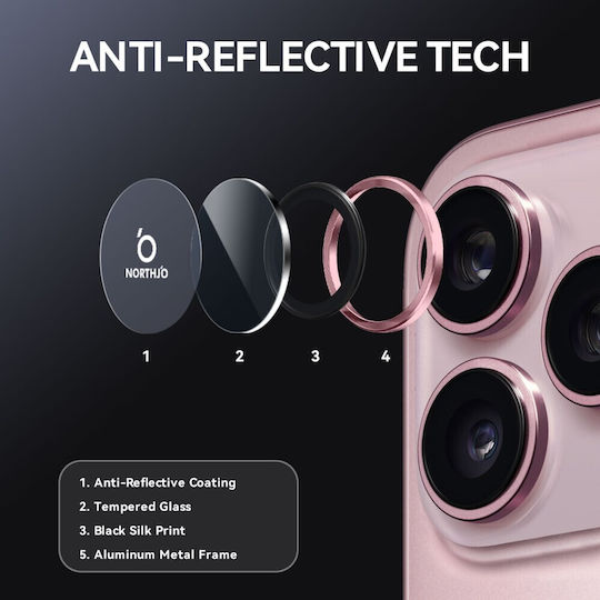 Northjo Προστασία Κάμερας Tempered Glass Ροζ για το Apple iPhone 17 Pro Max