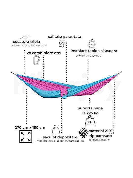 Aiură Paracașă Dublu material textil Roz 270x140buc