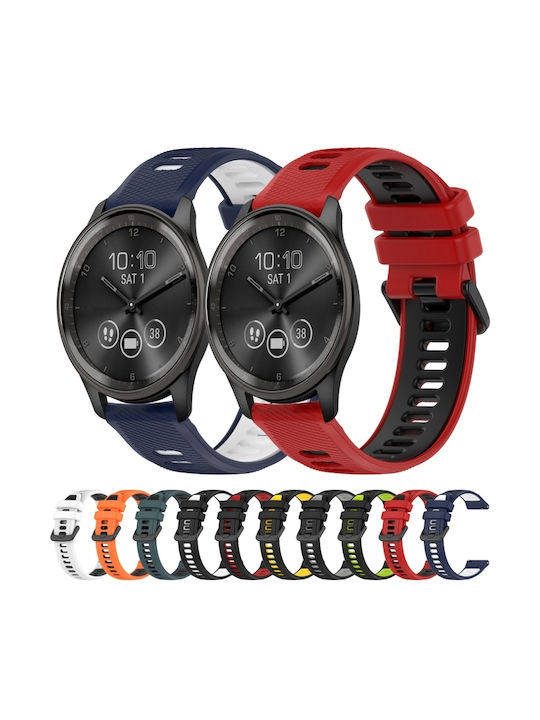 Two-Tone Silicone Watch Strap Garmin Forerunner Sq2 Music 20mm White+Black