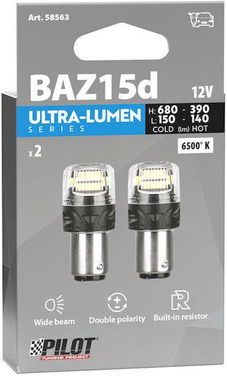 Lampa Lamps Car Ultra-Lumen Series BAZ15D / P21/4W Canbus LED 6500K Cold White 12V 2pcs