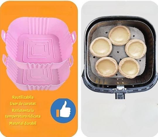 Siks Covoraș de Protecție din Silicon pentru Air Fryer Universal Prăjitor Prăjire Coacere Reutilizabil Pătrat Roz