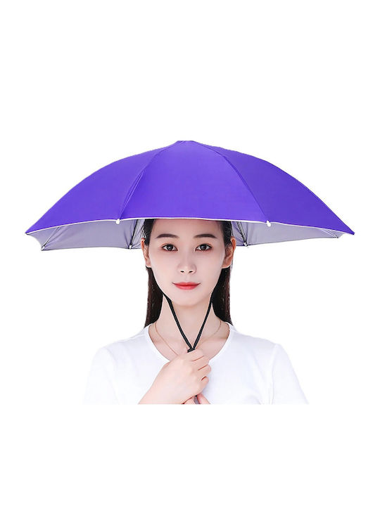 Head Regenschirm Flippy 69 cm Durchmesser Verstellbarer Kopfriemen UV Regen Schutz Lila