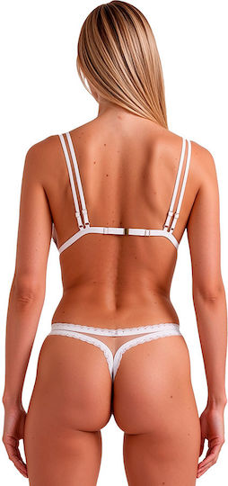Passion Belissana Bra + Thong Sexy Lingerie Set White
