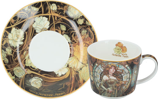 Cup Saucer Inspired By A Mucha's Painting Carmani
