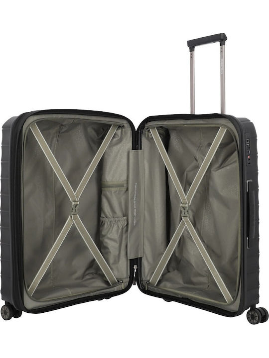 Travelite Mooby Medium Hard Travel Suitcase Black with 4 Wheels
