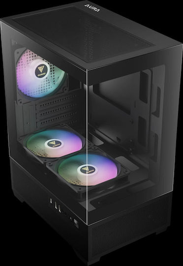 Gamdias AURA GC9M Elite Gaming Micro Tower Computer Case with Side Window and ARGB Lighting Black