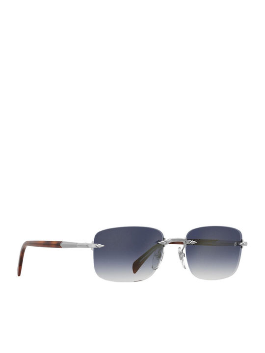 David Beckham Men's Sunglasses with Brown Tartaruga Metal Frame and Blue Lens