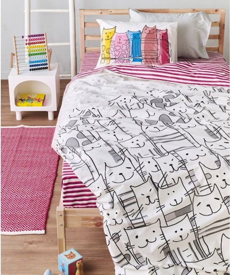 Kentia Σετ Σεντόνια Μονά Βαμβακερά Zuzu Λευκό 160x270cm 3τμχ