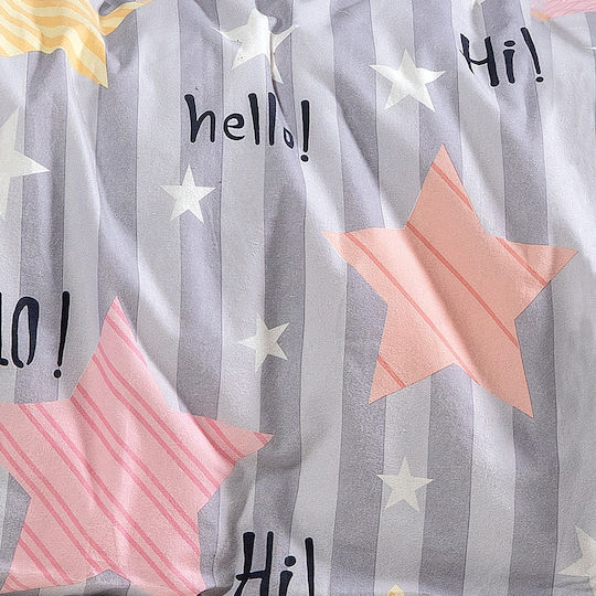 Beauty Home Single Set with Elastic Band Gray Pink 105x200cm Beauty Home Single Set with Elastic Band Gray Pink 105x200cm
