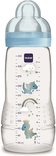 Mam Plastic Baby Bottle Anti-Colic with Silicone Nipple for 4+ months Blue Interval - Light Blue 330ml
