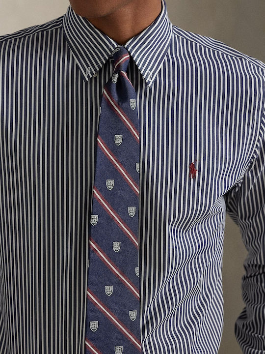 Long-sleeved Cotton Shirt Striped Blue