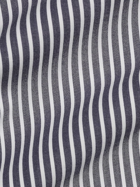 Long-sleeved Cotton Shirt Striped Blue