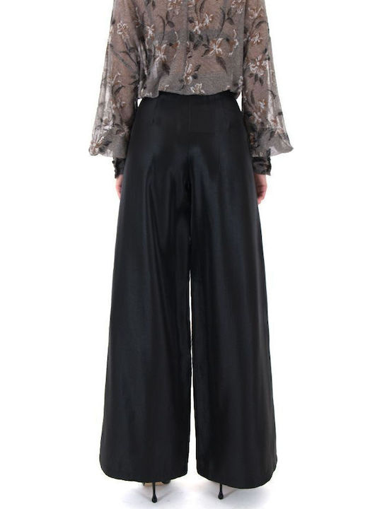 Damen Stoffhose in Breit Bein Stil Schwarz
