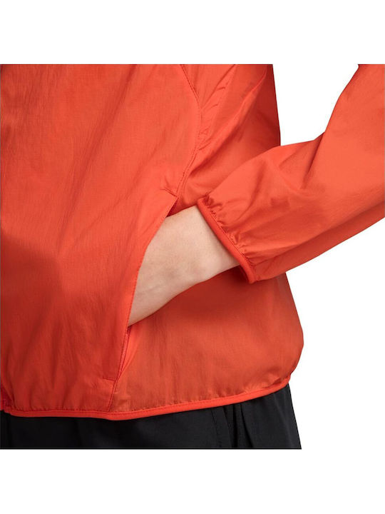 Trail Repel Jacket Women's Running Lifestyle Jacket for Winter with Hood Orange