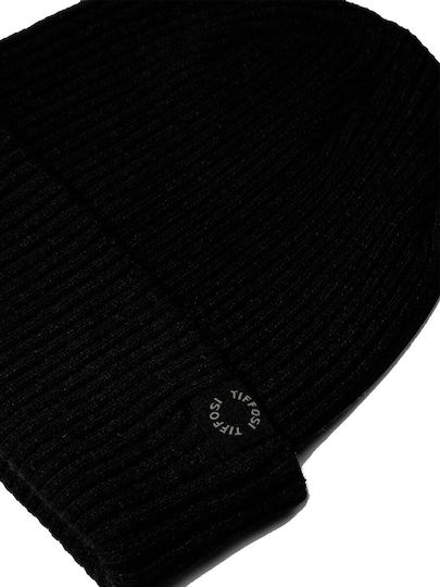 Beanie Unisex Σκούφος με Rib Πλέξη σε Μαύρο χρώμα